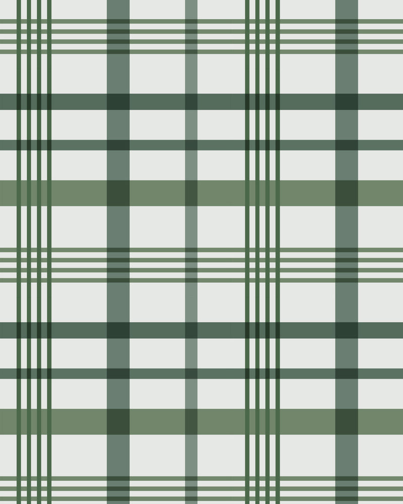 Dark Green Plaid Wallpaper from Olive et Oriel where you can shop wallpaper and artworks online