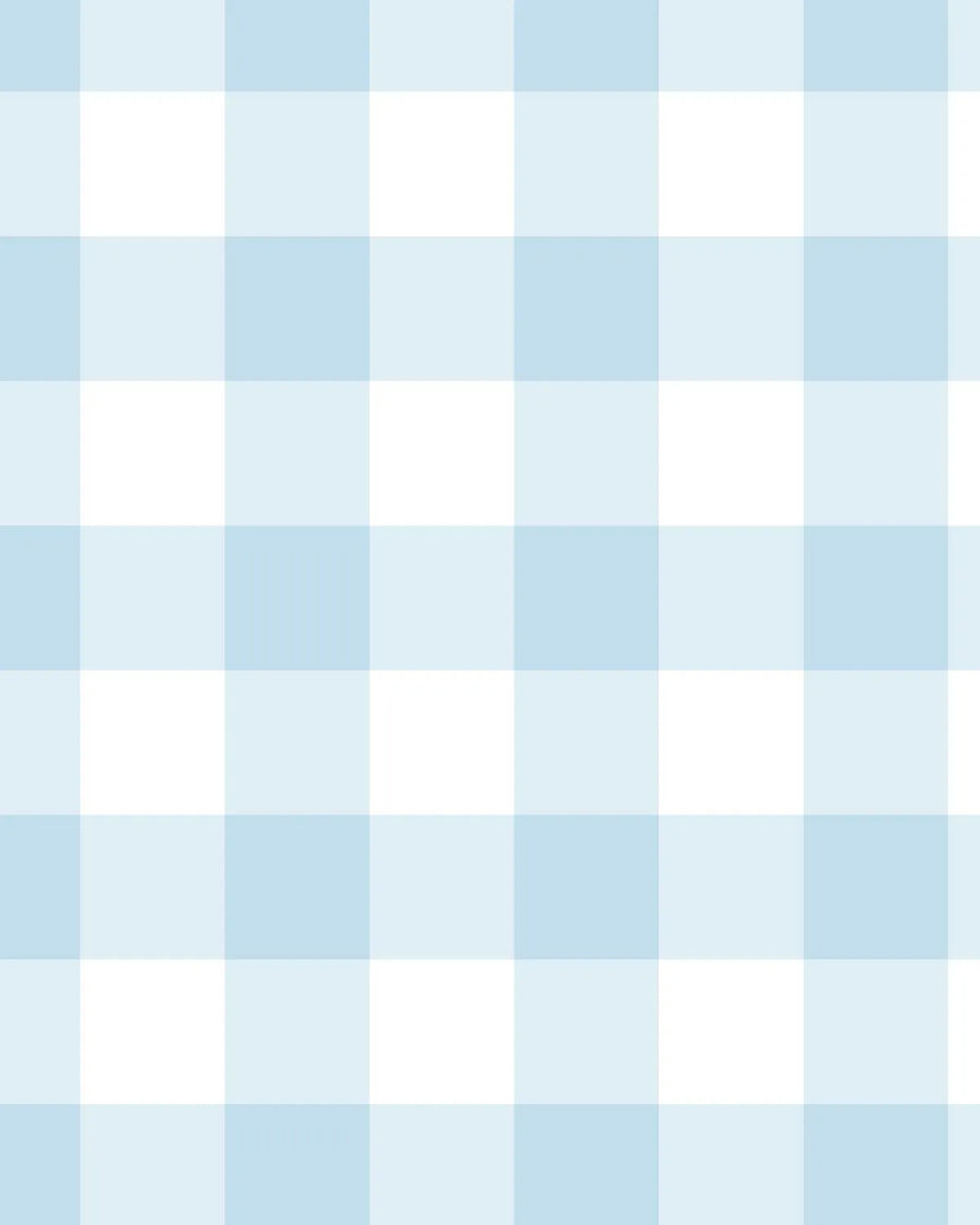 Medium Gingham Check Light Blue Wallpaper from Olive et Oriel where you can shop wallpaper and artworks online