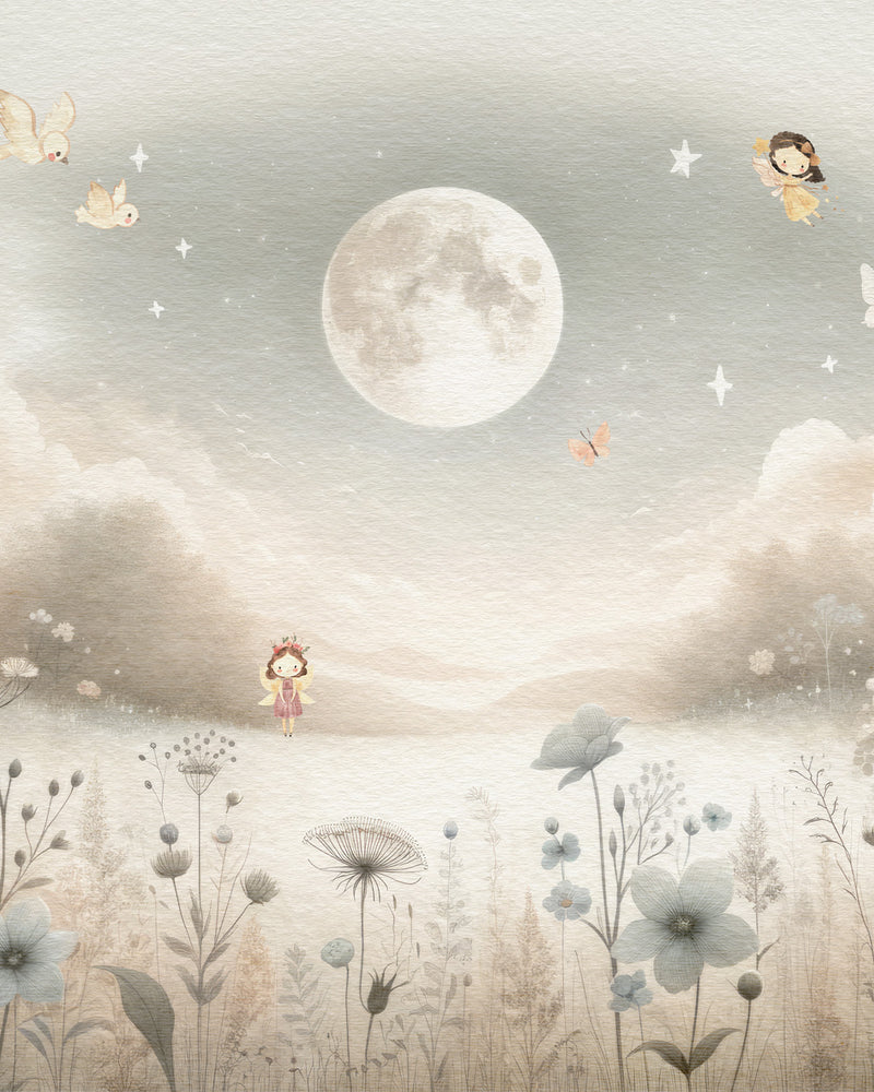 Moonlit Fairy Dreamscape Wallpaper Mural from Olive et Oriel where you can shop wallpaper and artworks online
