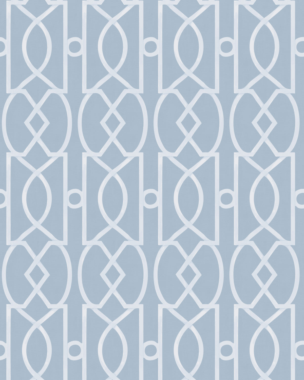 Trellis Luxe in White On Blue Wallpaper