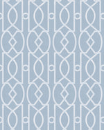 Trellis Luxe in White On Blue Wallpaper