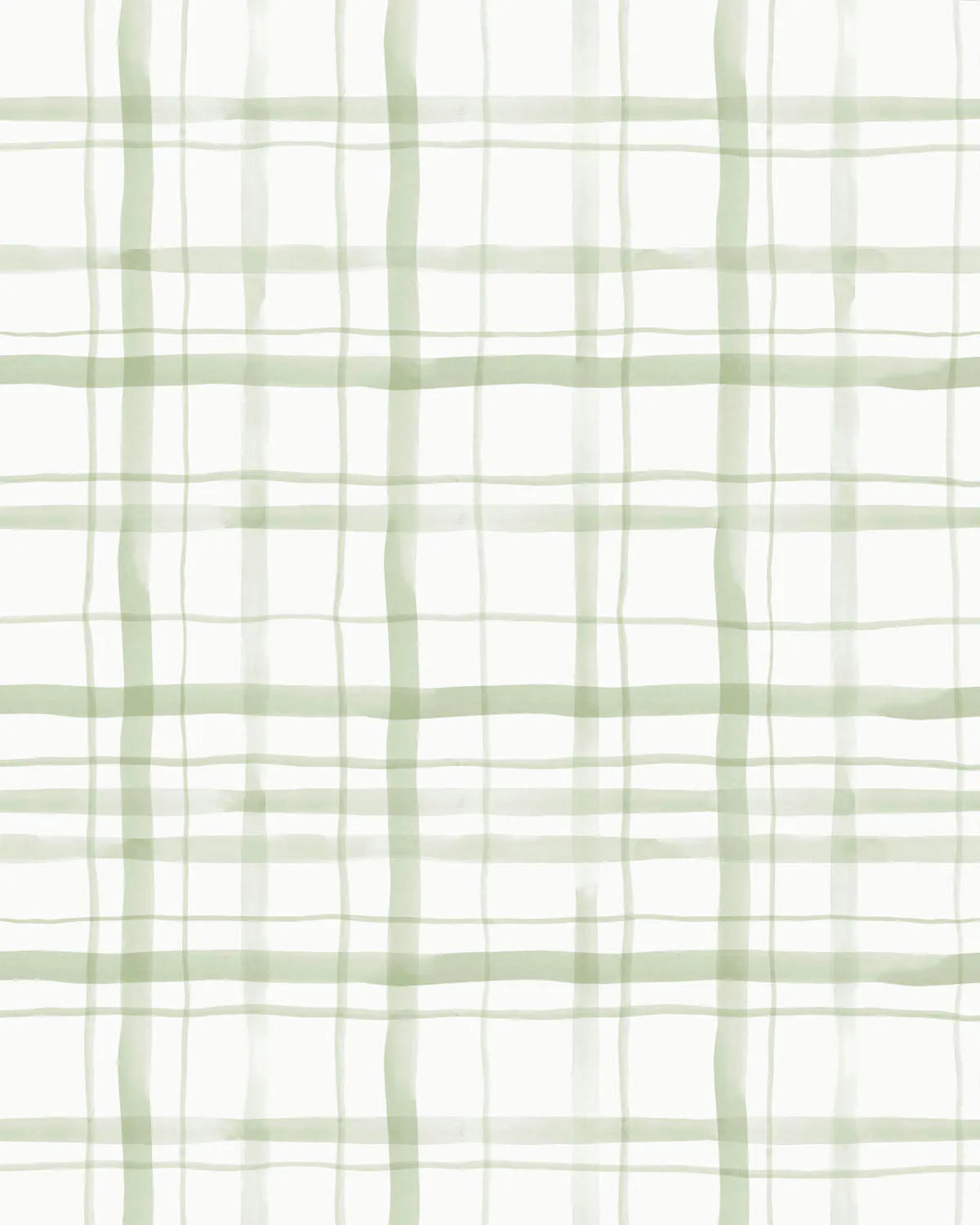Watercolour Plaid Sage Green Wallpaper from Olive et Oriel where you can shop wallpaper and artworks online