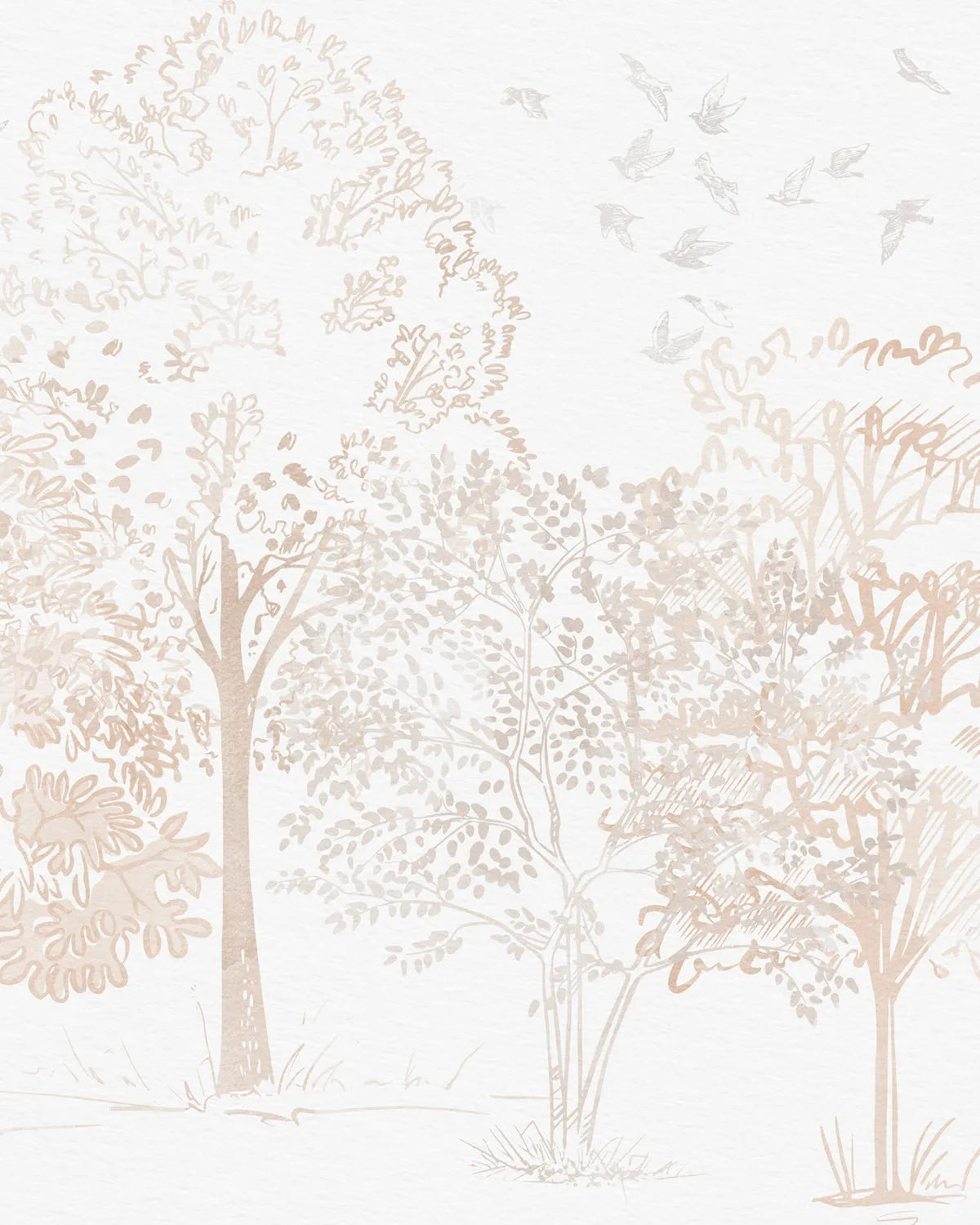 Watercolour Trees in Soft Beige Wallpaper Mural from Olive et Oriel where you can shop wallpaper and artworks online