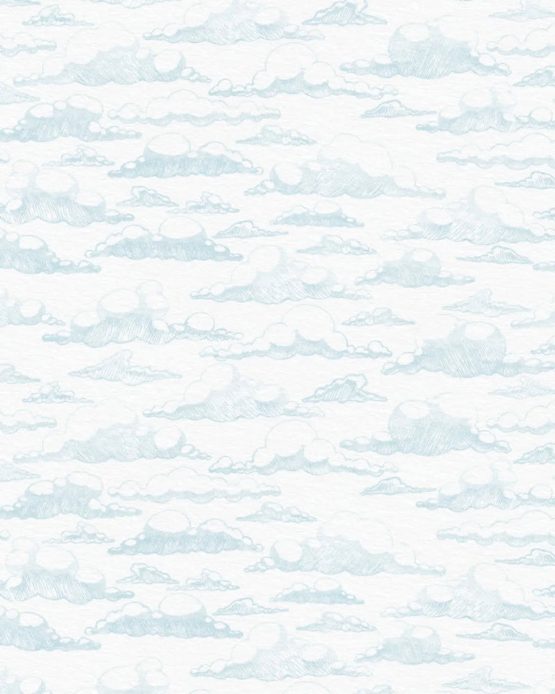 Cloudy Days in Soft Blue Wallpaper from Olive et Oriel where you can shop wallpaper and artworks online