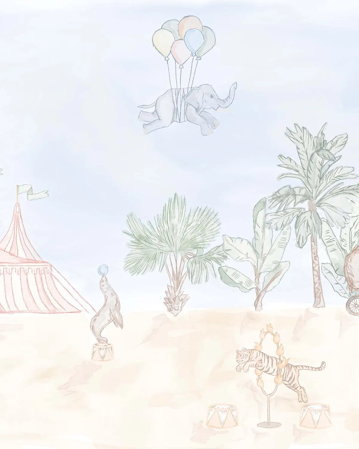 Animal Circus Wallpaper Mural from Olive et Oriel where you can shop wallpaper and artworks online