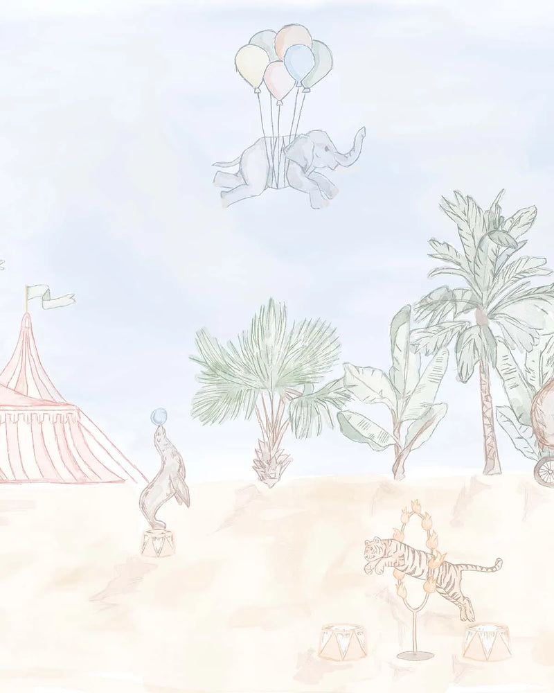 Animal Circus Wallpaper Mural from Olive et Oriel where you can shop wallpaper and artworks online