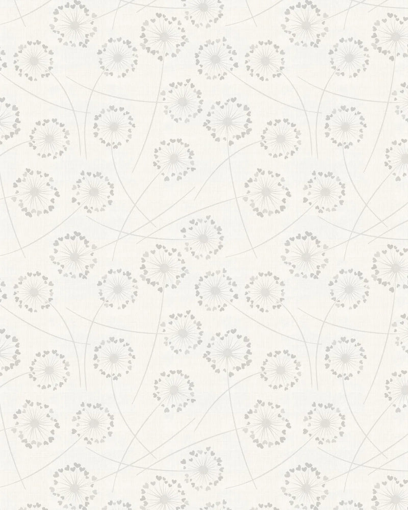 Dandelion's in Spring in Soft Grey Wallpaper from Olive et Oriel where you can shop wallpaper and artworks online