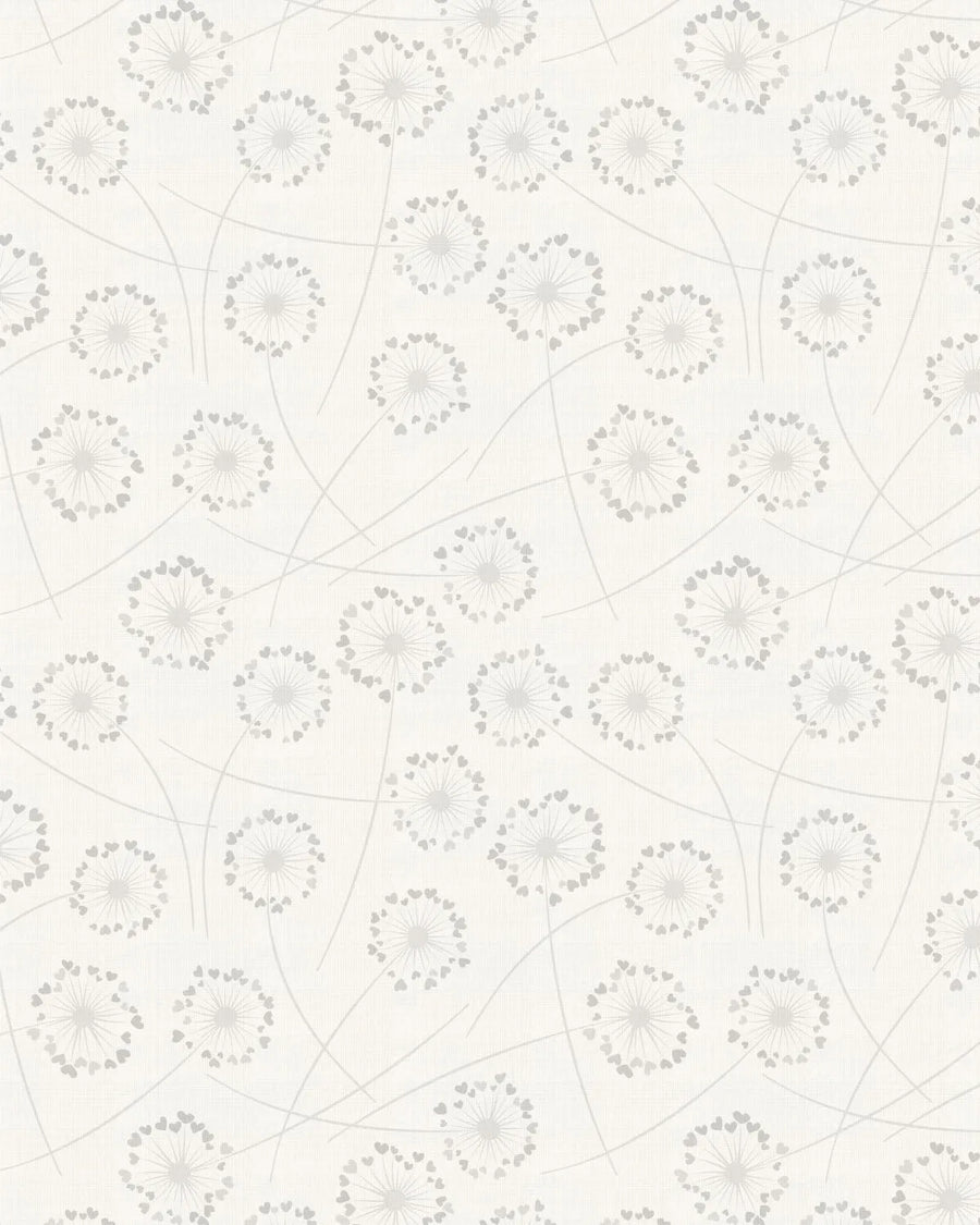 Dandelion's in Spring in Soft Grey Wallpaper from Olive et Oriel where you can shop wallpaper and artworks online
