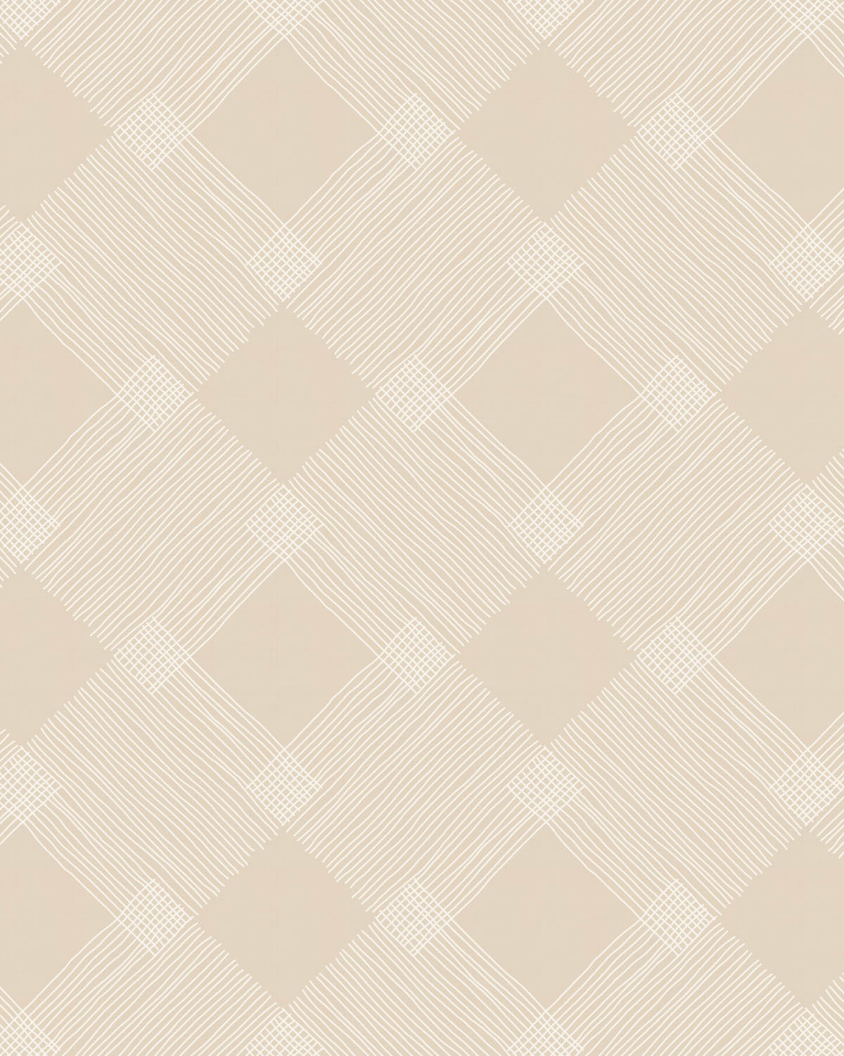 Diamond Line Art Beige Wallpaper