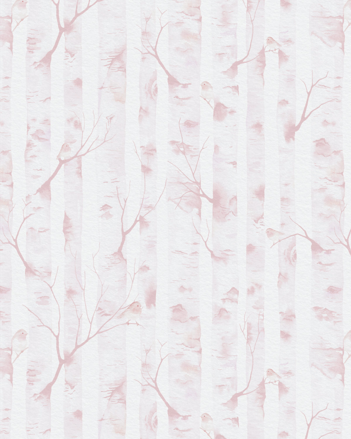 Woodland Birds in Soft Pink Wallpaper