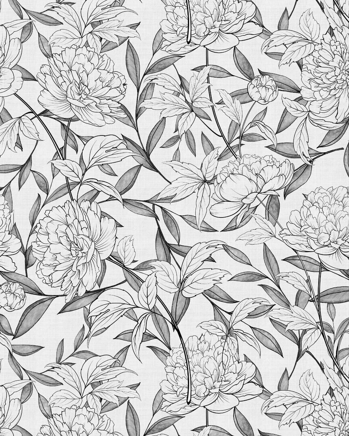 Floral Foliage Black & White Wallpaper from Olive et Oriel where you can shop wallpaper and artworks online