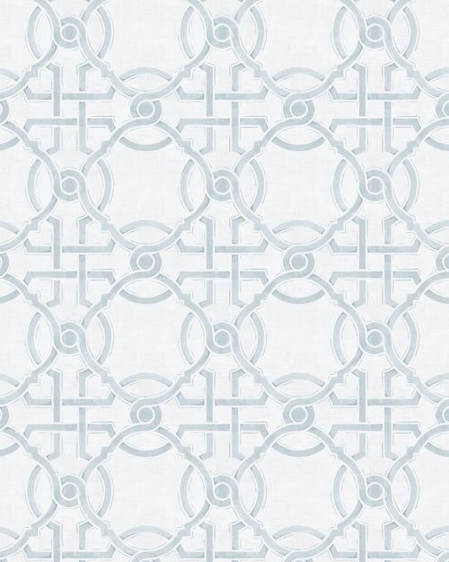 Sketched Trellis in Blue & White Wallpaper