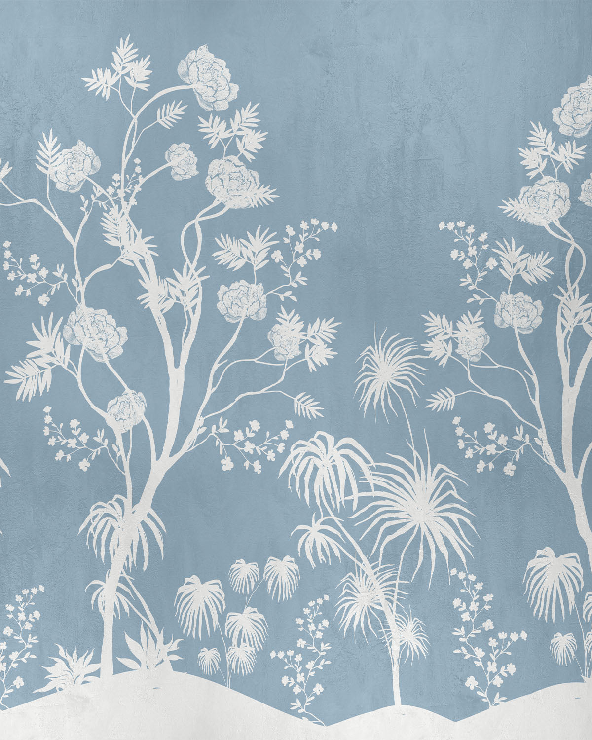 Chinoiserie Garden in Blue Wallpaper