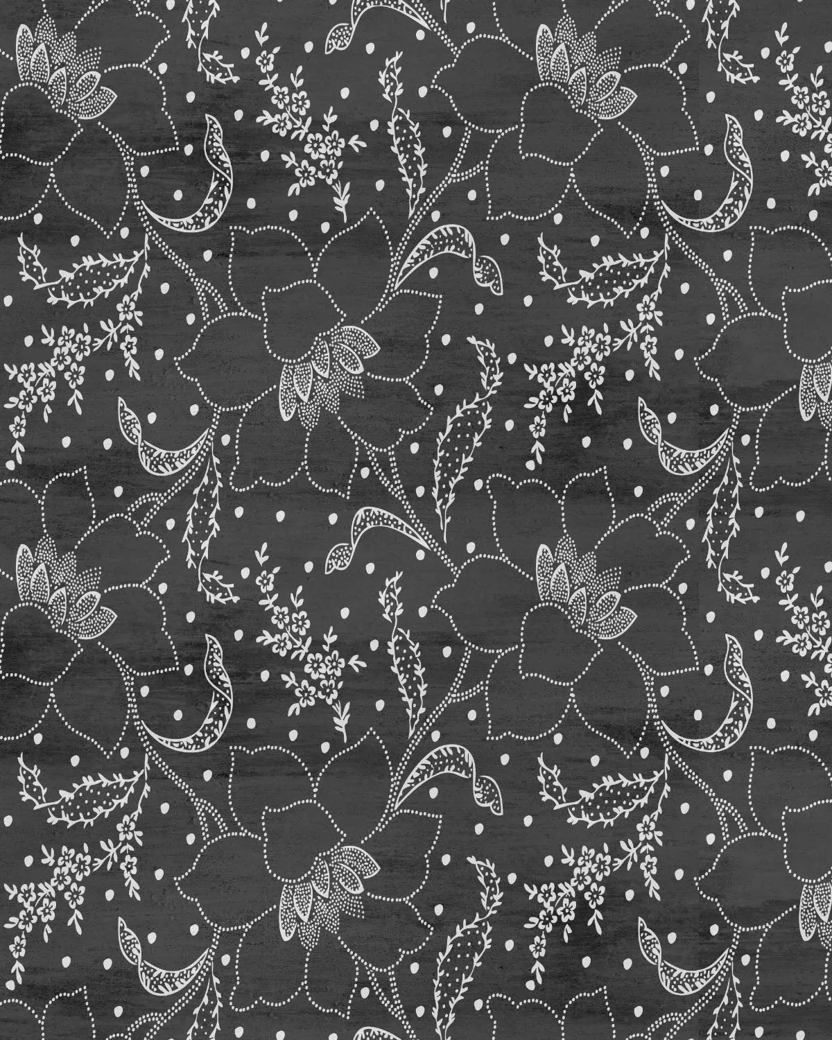 Dot Work Flowers Black & White Wallpaper from Olive et Oriel where you can shop wallpaper and artworks online
