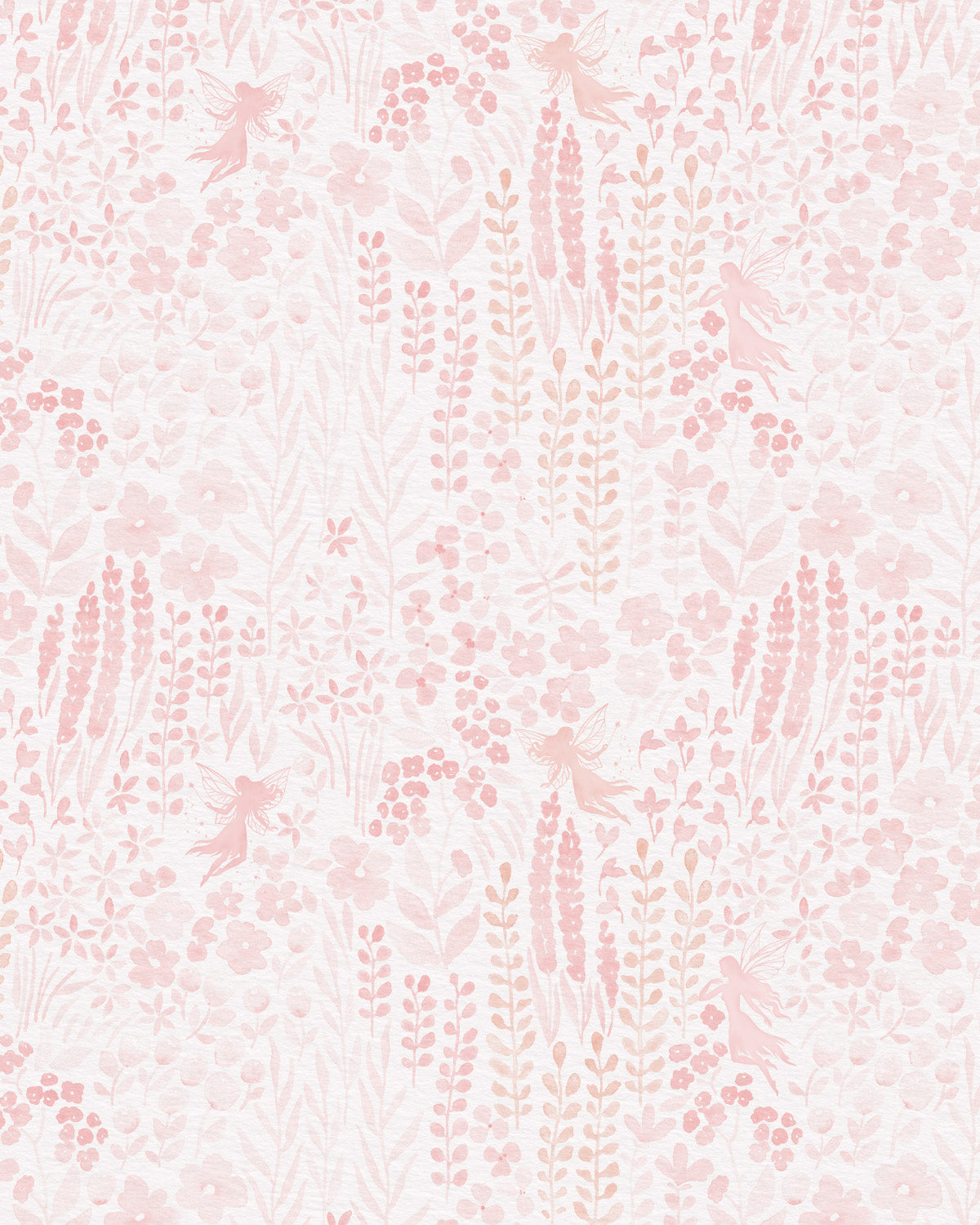 Fairy Flower Garden in Soft Pink Wallpaper