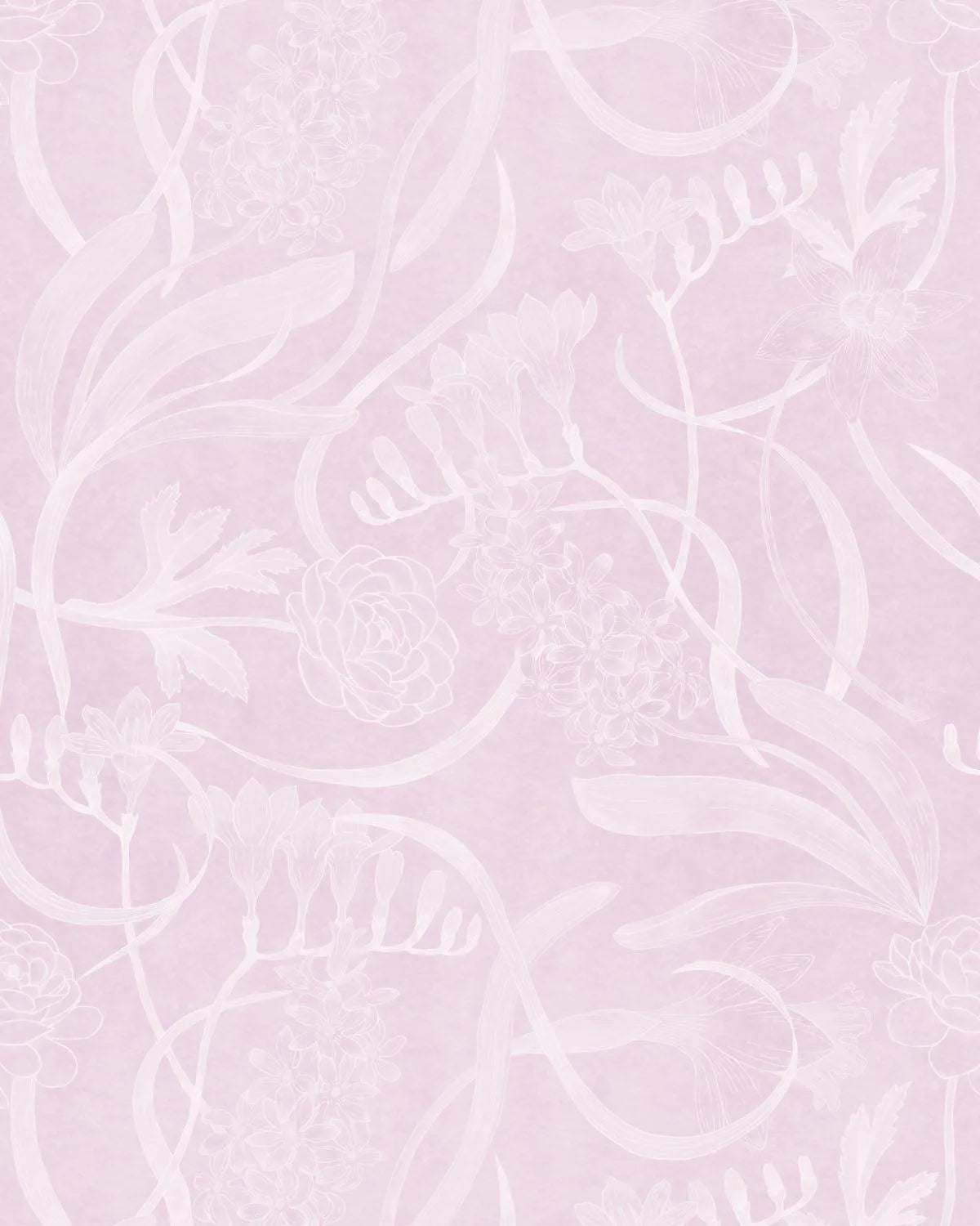 Tropical Blooms Pink Wallpaper from Olive et Oriel where you can shop wallpaper and artworks online