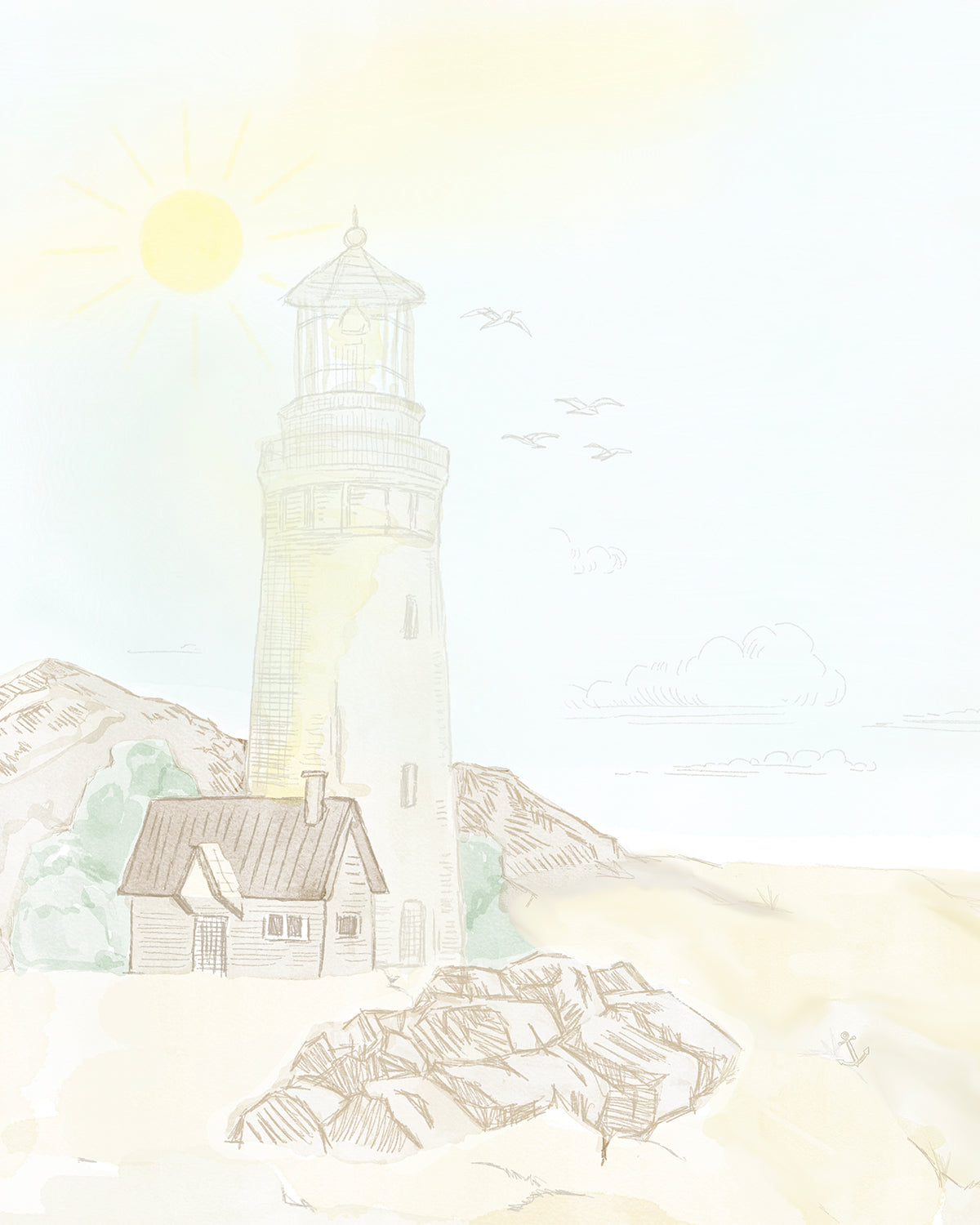 Lighthouse Beach Wallpaper Mural