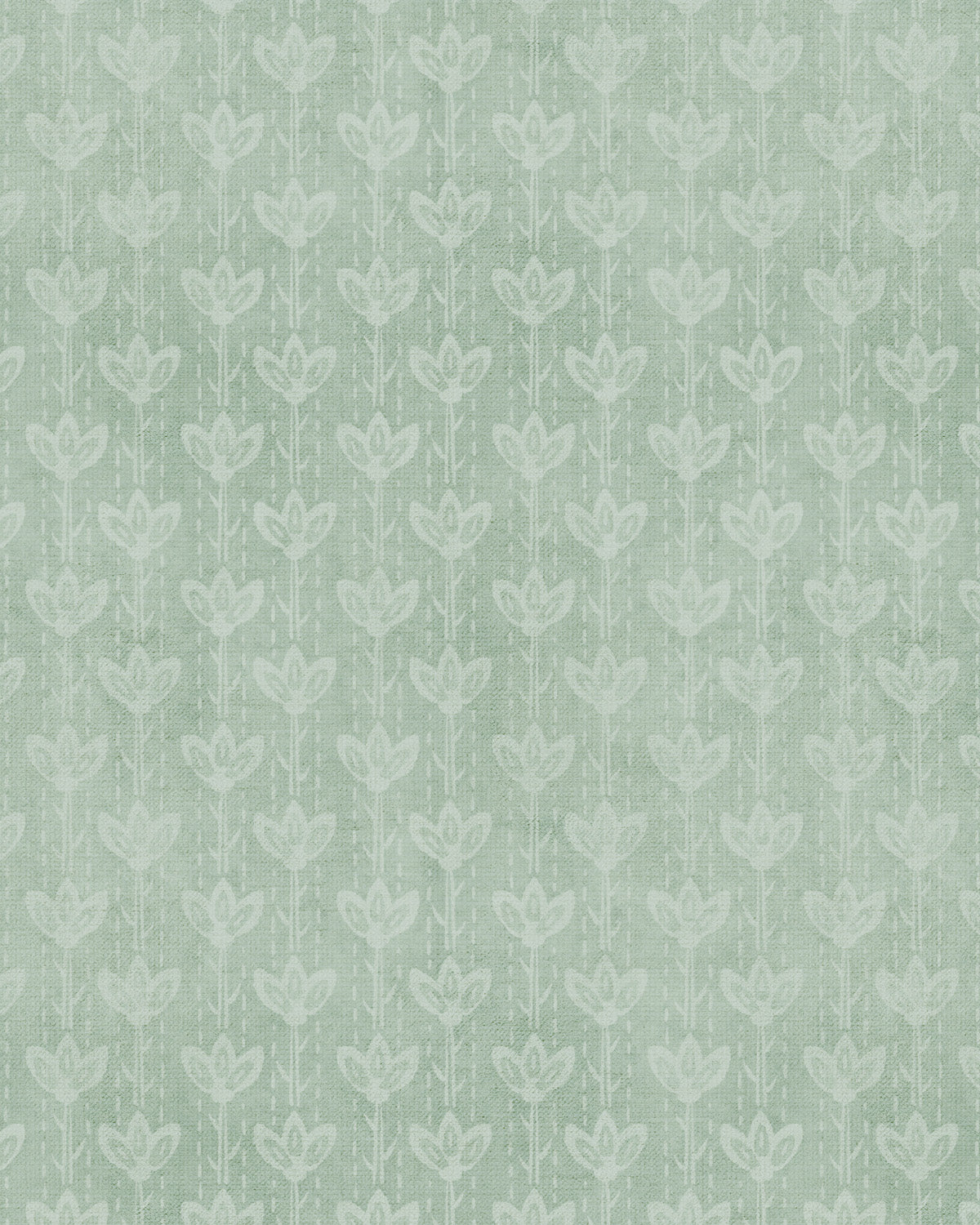 Farm House Flower Stem in Sage Green Wallpaper