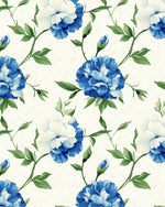 Garden Carnations in Hamptons Blue Wallpaper