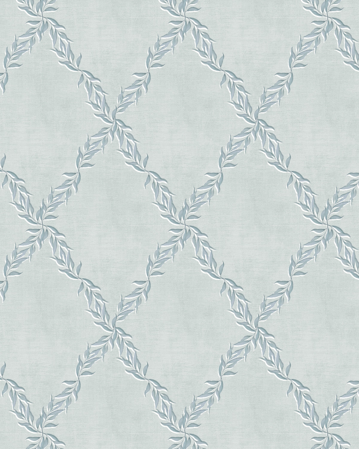 Leafy Lattice in Blue Grey Wallpaper