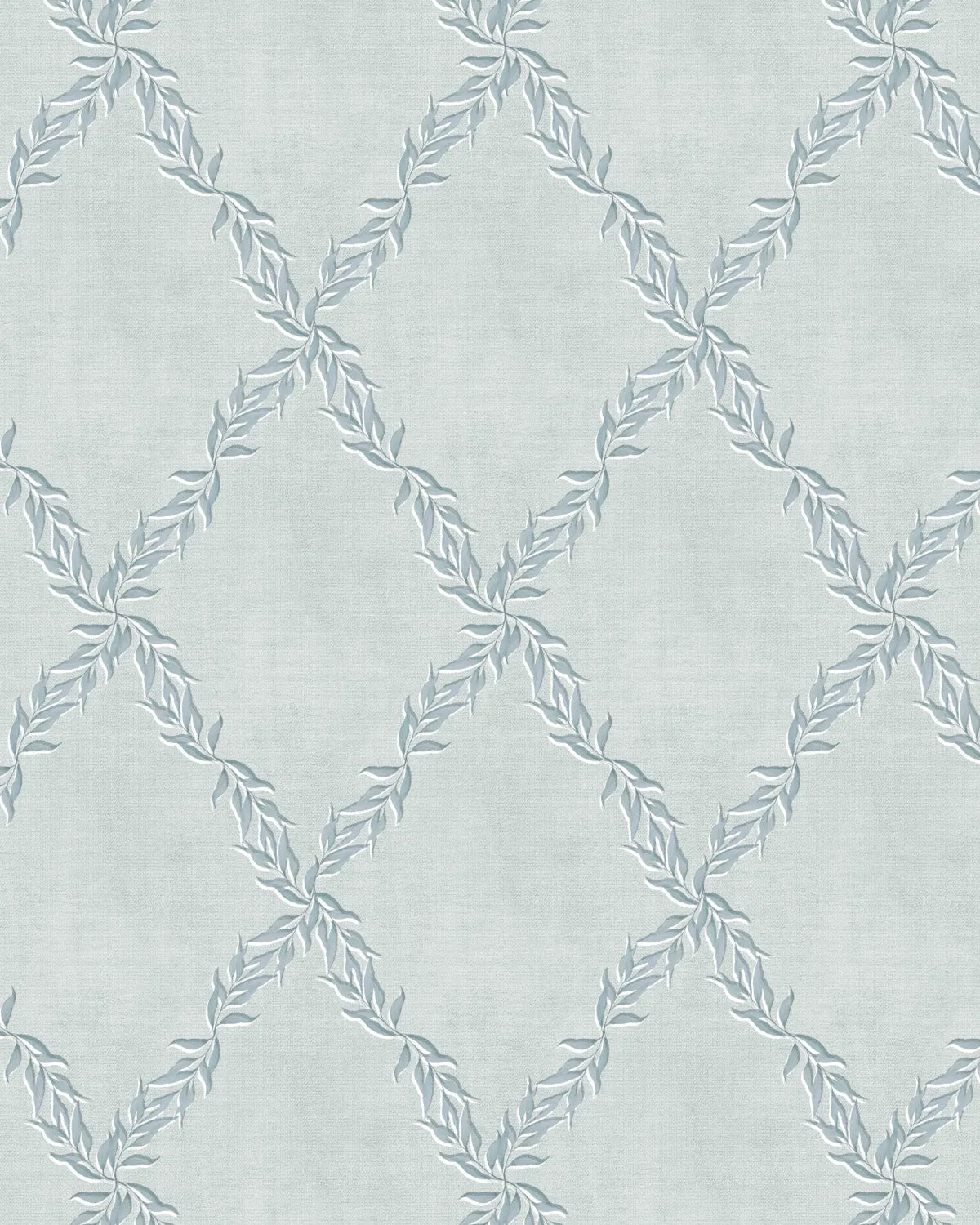 Leafy Lattice in Blue Grey Wallpaper from Olive et Oriel where you can shop wallpaper and artworks online