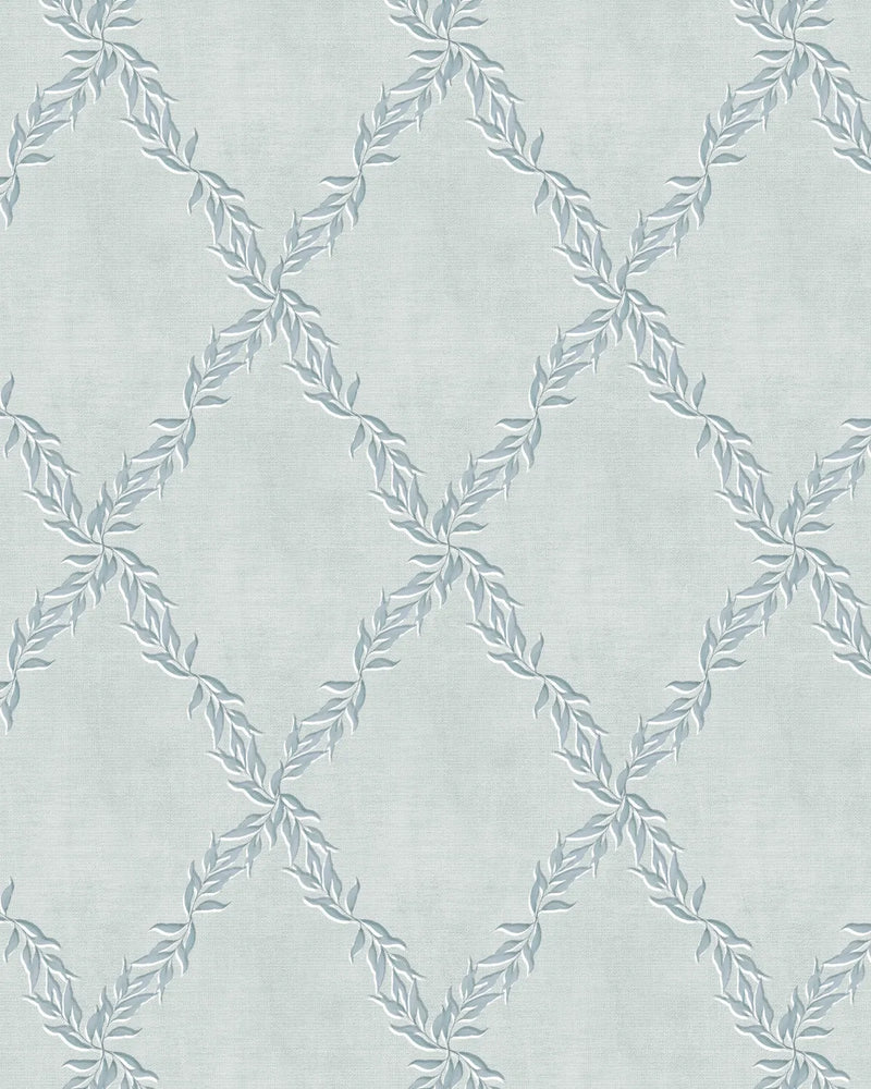 Leafy Lattice in Blue Grey Wallpaper from Olive et Oriel where you can shop wallpaper and artworks online