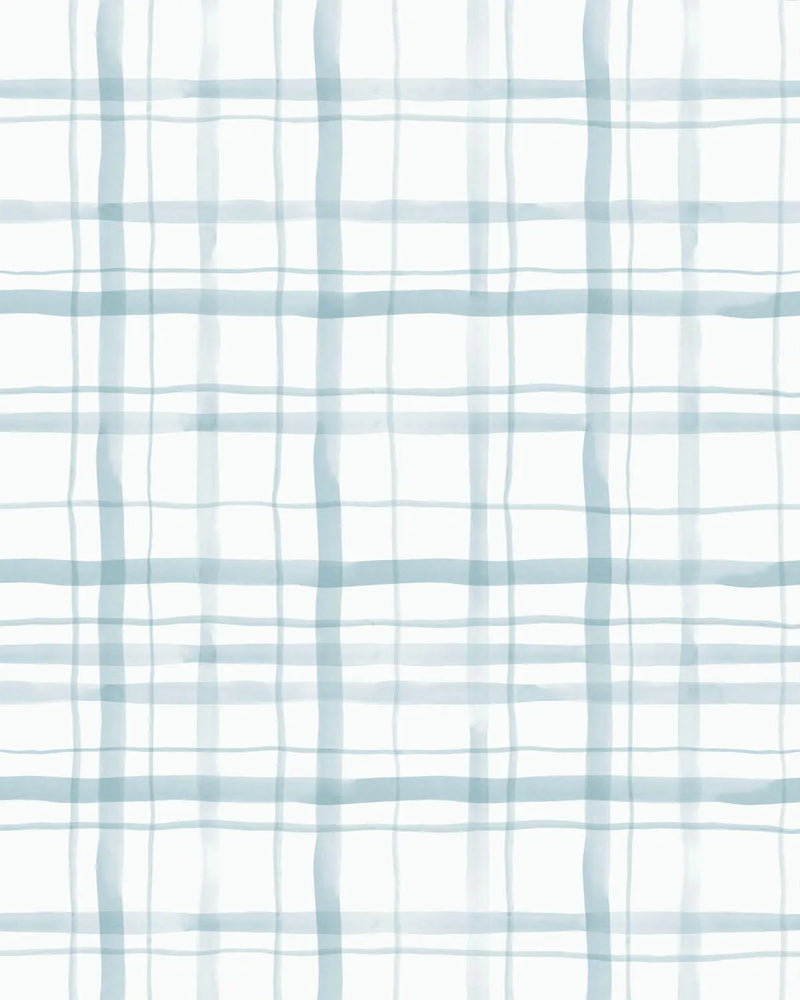 Watercolour Plaid Blue Wallpaper from Olive et Oriel where you can shop wallpaper and artworks online