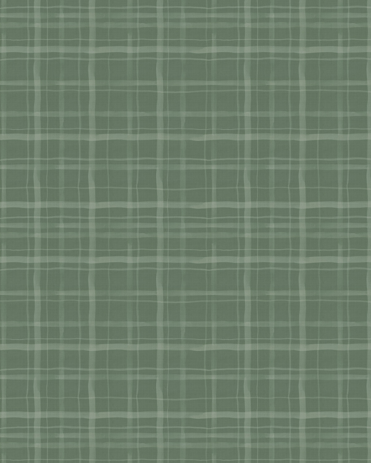 Watercolour Country Plaid Dark Green Wallpaper