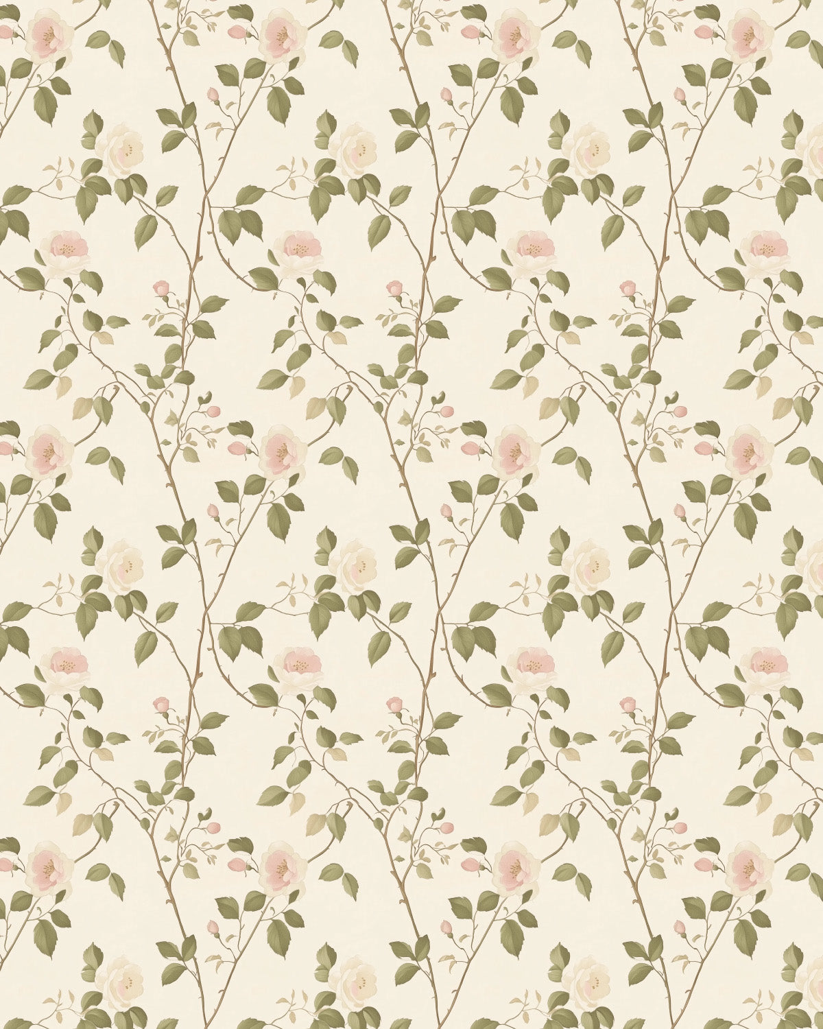 Soft Pink Trellis Rose Wallpaper