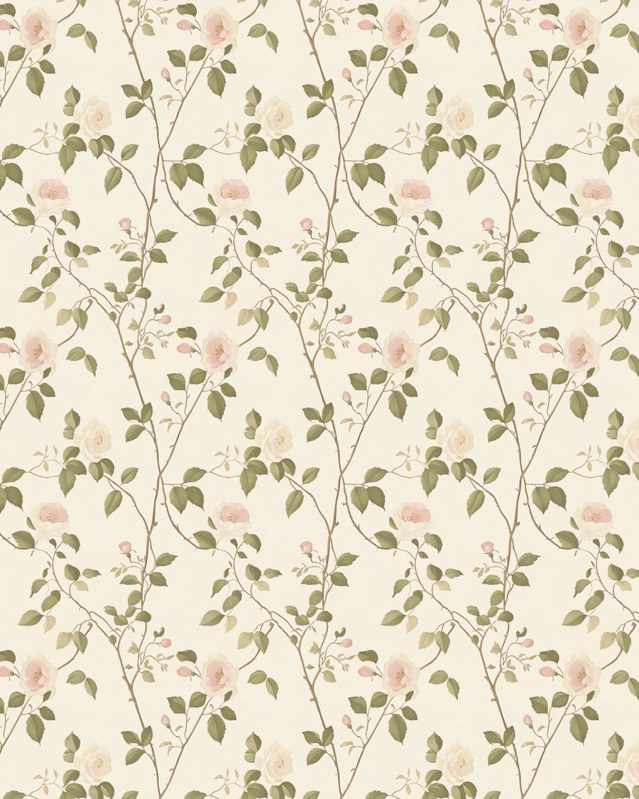 Soft Pink Trellis Rose Wallpaper from Olive et Oriel where you can shop wallpaper and artworks online