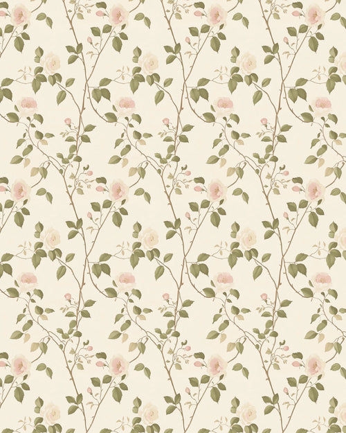 Soft Pink Trellis Rose Wallpaper