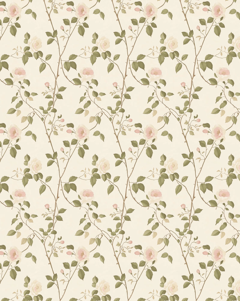 Soft Pink Trellis Rose Wallpaper