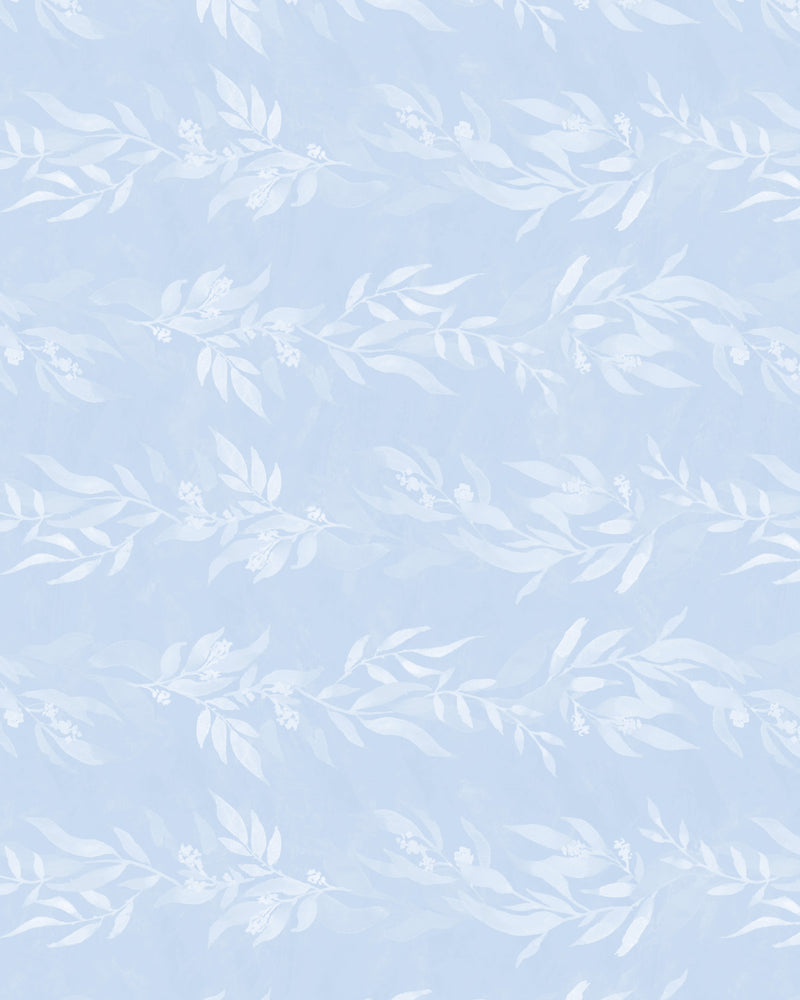 Luxe Leaves in Light Blue Wallpaper