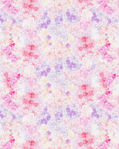 Delicate Hydrangea in Soft Pink & Lilac Wallpaper