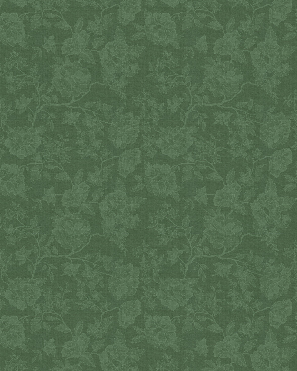 Country Rose Vines Dark Green Wallpaper