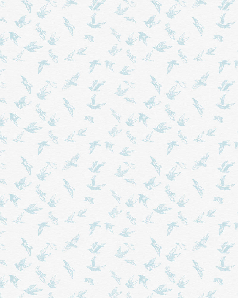 Birds of a Feather in Soft Blue Wallpaper