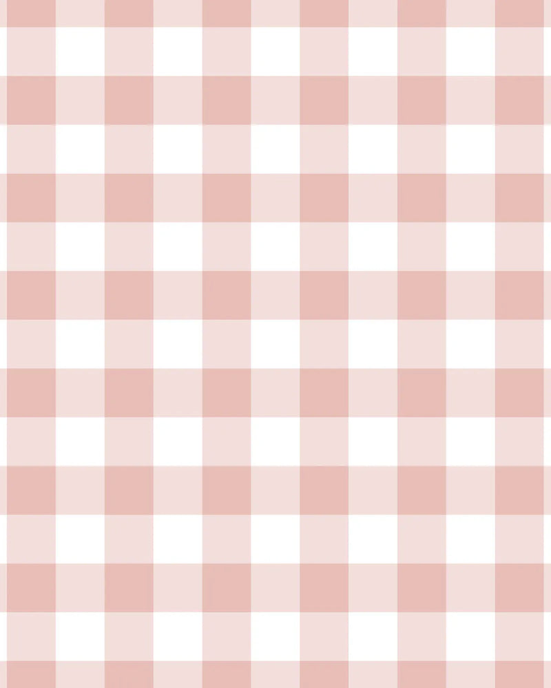 Small Gingham Check Rose Pink Wallpaper from Olive et Oriel where you can shop wallpaper and artworks online