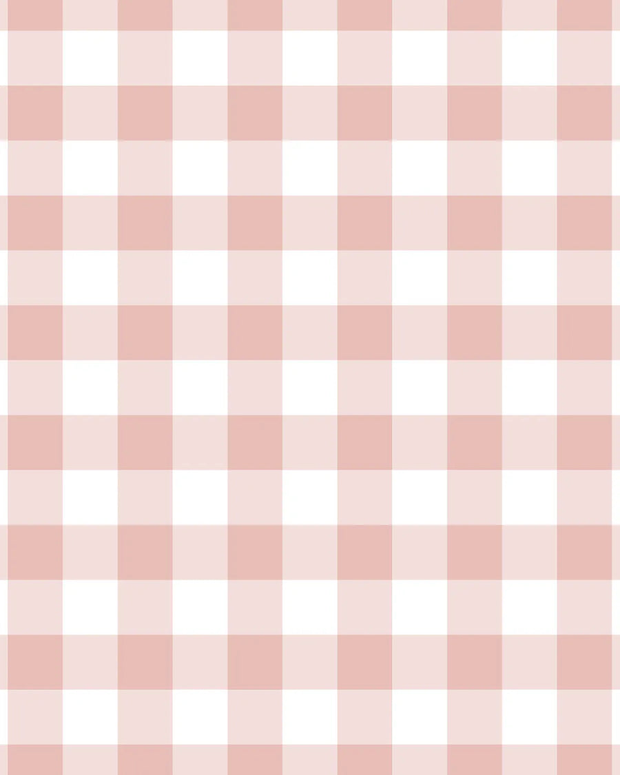 Small Gingham Check Rose Pink Wallpaper from Olive et Oriel where you can shop wallpaper and artworks online