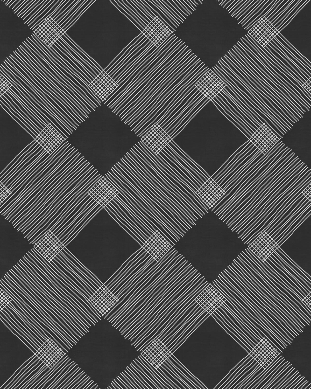 Diamond Line Art Black & White Wallpaper