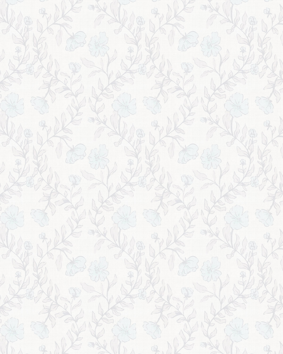 Country Floral Climber in Light Blue Wallpaper