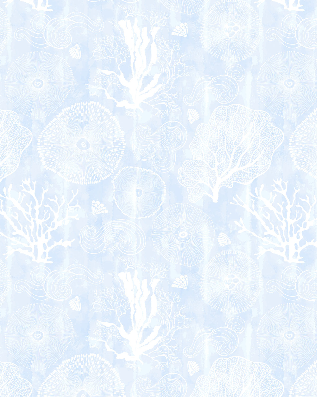 Coastal Coral in Ice Blue Wallpaper