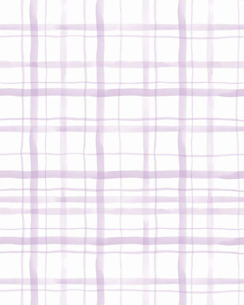Watercolour Plaid Lilac Purple Wallpaper from Olive et Oriel where you can shop wallpaper and artworks online