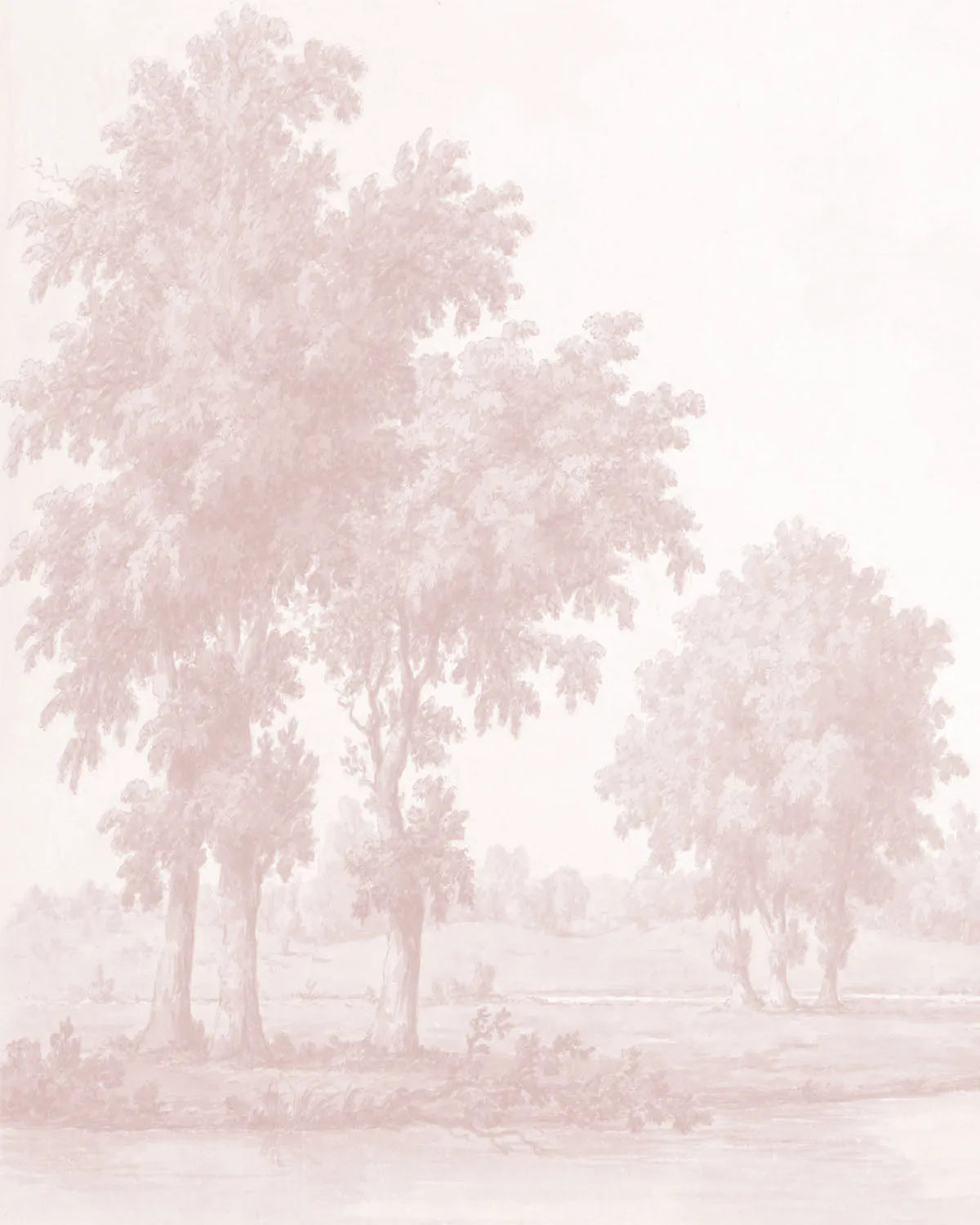 Vintage Oak Tree in Pink Wallpaper Mural from Olive et Oriel where you can shop wallpaper and artworks online