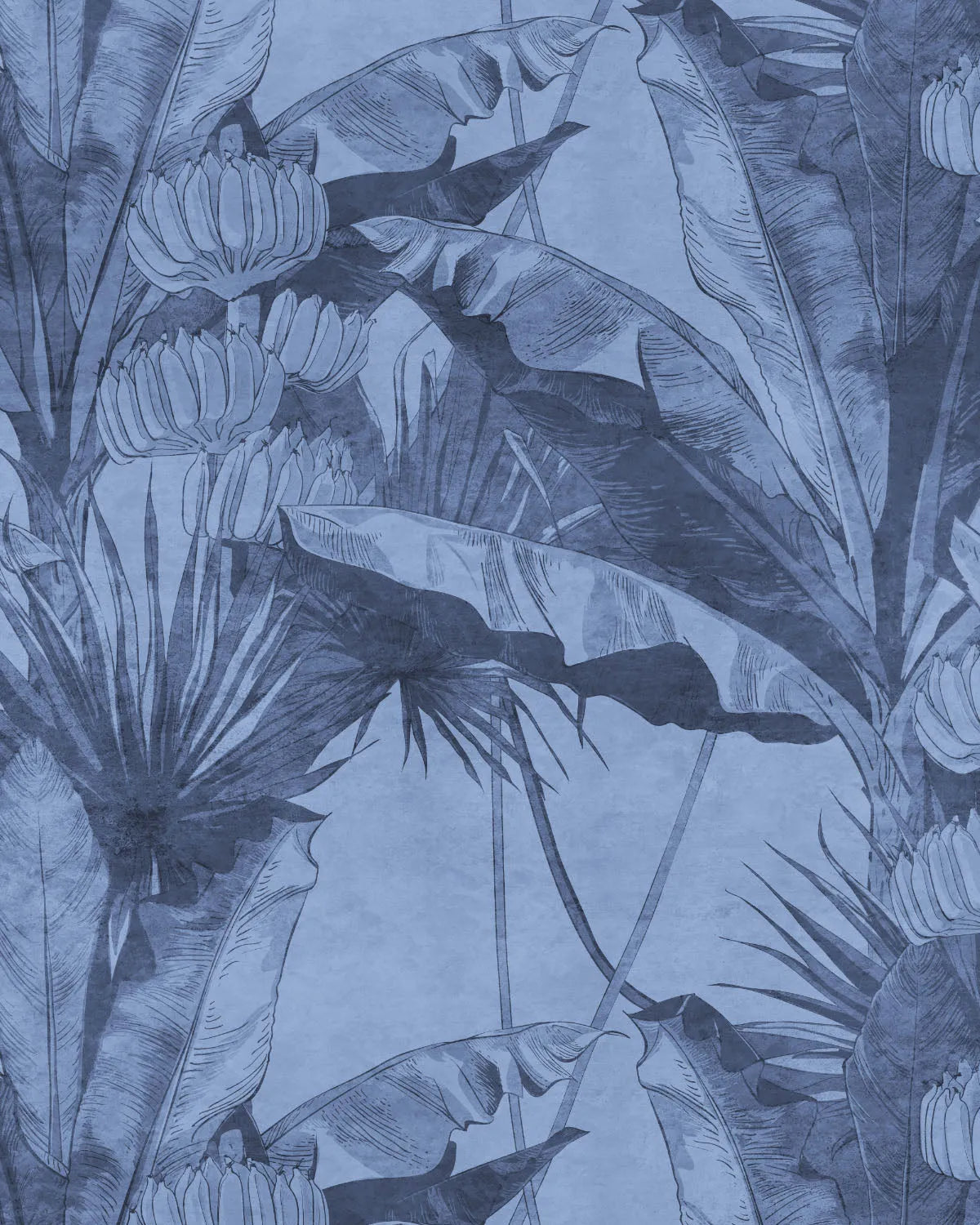 Banana Leaf Palm Navy Blue Wallpaper from Olive et Oriel where you can shop wallpaper and artworks online