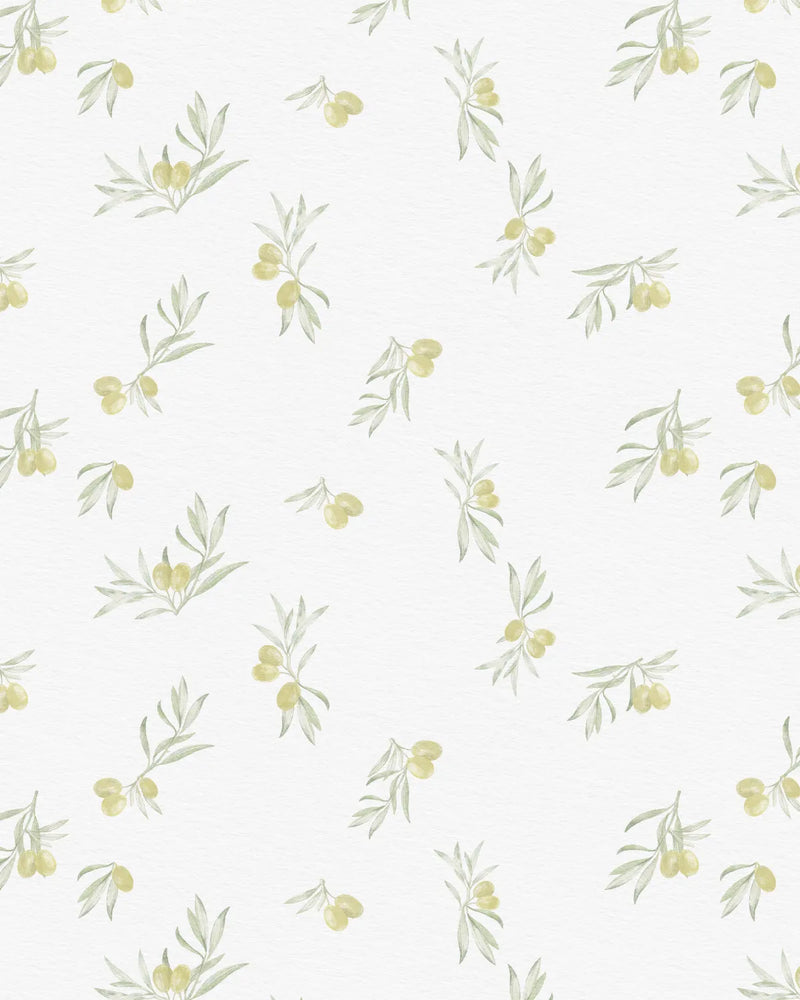 Petite Olive Branch Wallpaper from Olive et Oriel where you can shop wallpaper and artworks online