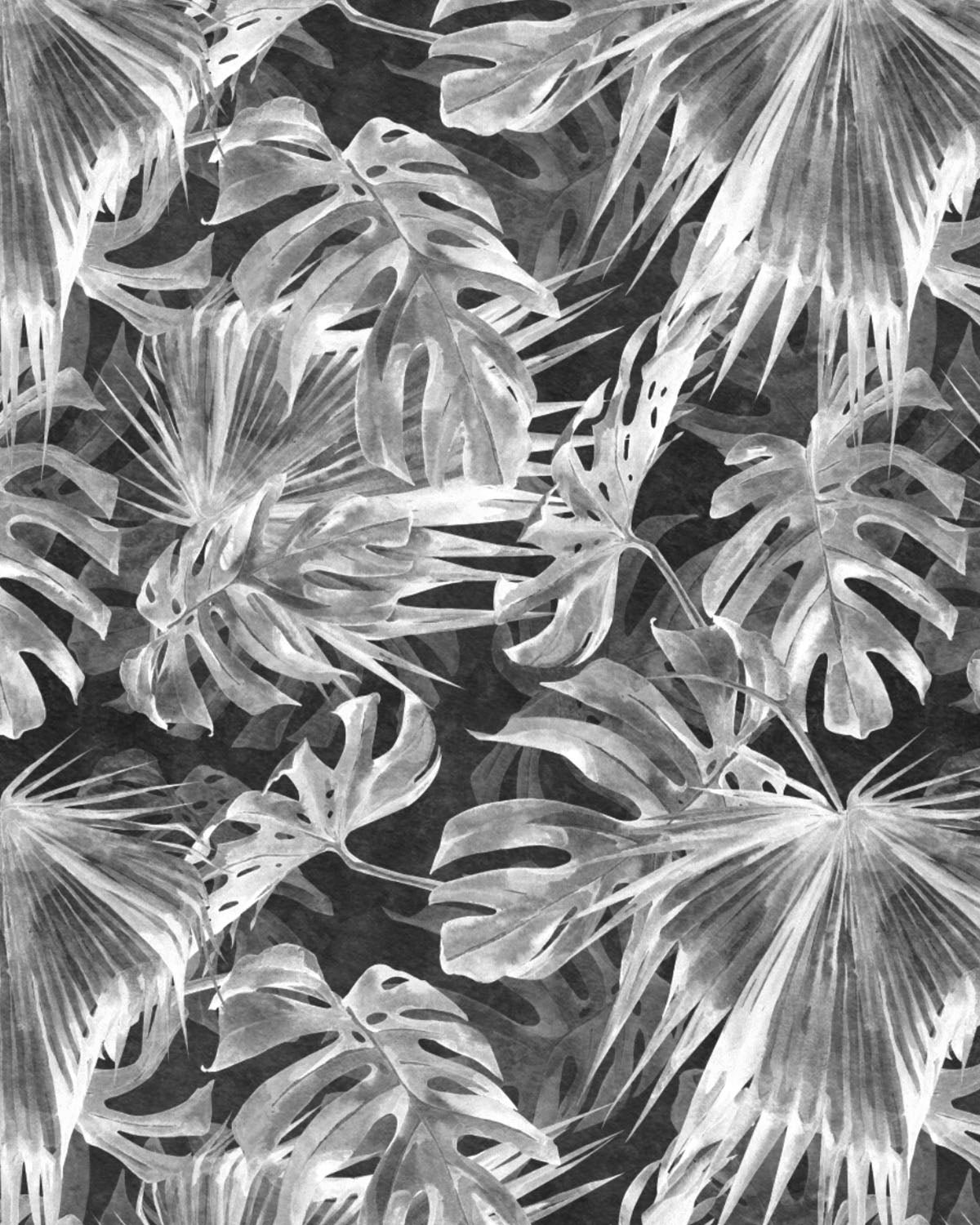 Maui Palm Black & White Wallpaper