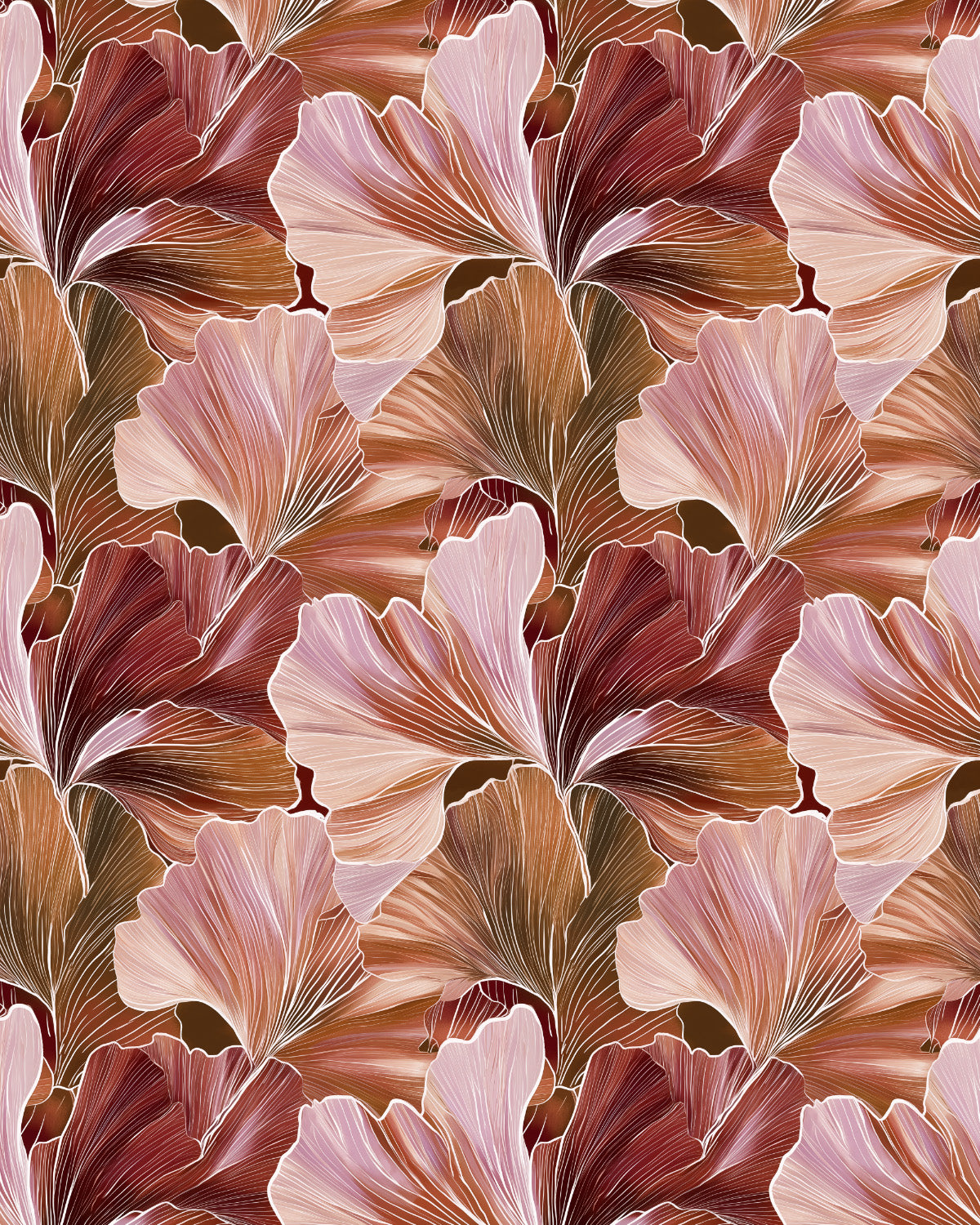 Ginkgo in Deep Pink Wallpaper