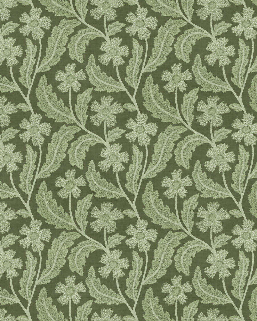 Country Blossom Dark Green Wallpaper from Olive et Oriel where you can shop wallpaper and artworks online
