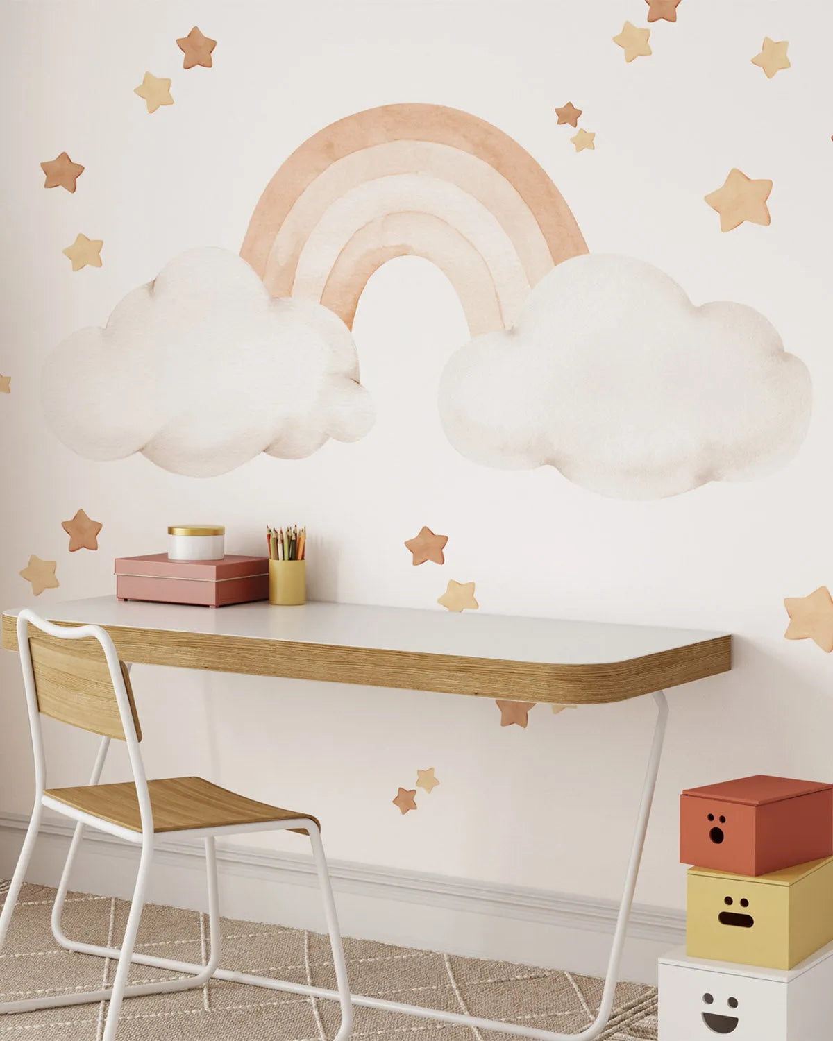 Beige Rainbows & Stars Decal Set from Olive et Oriel where you can shop wallpaper and artworks online