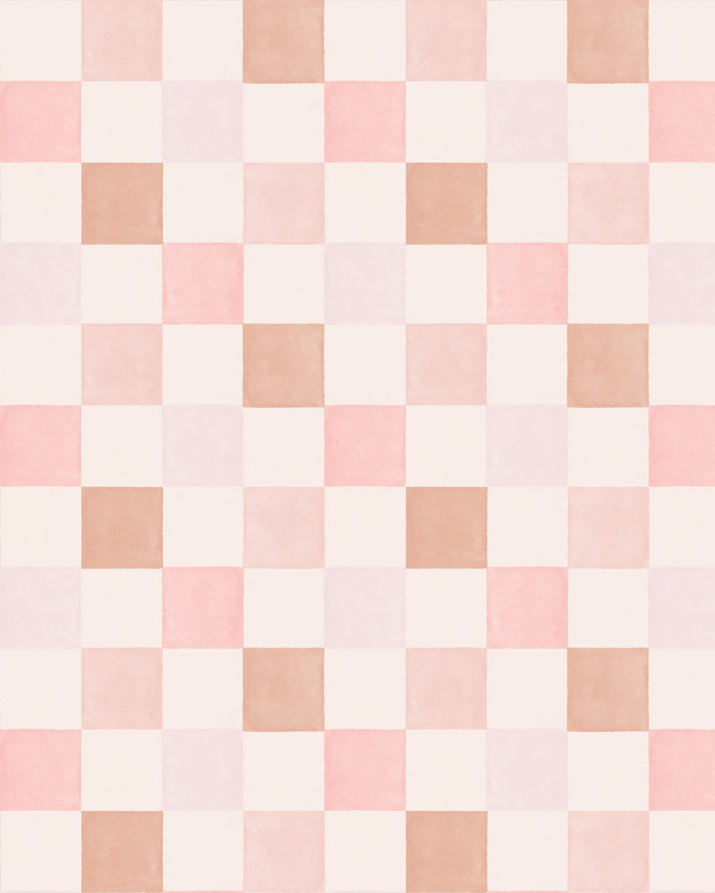 Rosy Pink Checkers Wallpaper